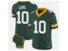 Green Bay Packers #10 Jordan Love Green Throwback with Home Patch F.U.S.E Limited Jersey