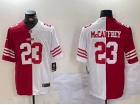 San Francisco 49ers #23 Christian Mccaffrey White/Red Split Limited Jersey