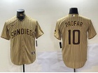 San Diego Padres #10 Jurickson Profar Tan Pinstripes Cool Base Jersey