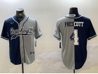 Dallas Cowboys #4 Dak Prescott Grey/Navy Split Baseball Jersey