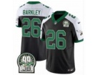 Philadelphia Eagles #26 Saquon Barkley Black with White Shoulders Limited Jersey