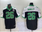 Philadelphia Eagles #26 Saquon Barkley Black with White Shoulders Limited Jersey