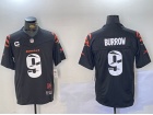 Cincinnati Bengals #9 Joe Burrow Black Fashion w/ Home Patch and C Patch Jersey