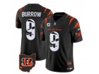 Cincinnati Bengals #9 Joe Burrow Black Fashion w/ Home Patch and C Patch Jersey