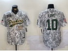 Green Bay Packers #10 Jordan Love Arctic Camo Salute to Service Baseball Jersey