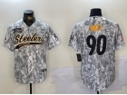 Pittsburgh Steelers #90 T.J. Watt Arctic Camo Salute to Service Baseball Jersey