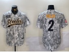 Pittsburgh Steelers #2 Justin Fields Arctic Camo Salute to Service Baseball Jersey