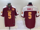 Washington Commanders #5 Jayden Daniels Red with White Shoulders 90th Patch F.U.S.E Limited Jersey