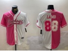 Dallas Cowboys #88 CeeDee Lamb White/Pink Split Baseball Jersey