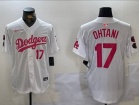 Los Angeles Dodgers #17 Shohei Ohtani White with Pink Number Limited Player Jersey