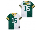 Green Bay Packers #15 Bart Starr White/Green Split Throwback Jersey