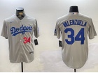 Los Angeles Dodgers #34 Fernando Valenzuela Grey Players Limited Jersey