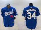 Los Angeles Dodgers #34 Fernando Valenzuela Blue with 2024 WS Patch and 34 Patch Players Limited Jer...