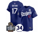 Los Angeles Dodgers #17 Shohei Ohtani  Blue with 2024 WS Patch and 34 Patch Players Limited Jersey