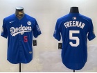 Los Angeles Dodgers #5 Freddie Freeman Blue with 2024 WS Patch and 34 Patch Players Limited Jersey