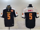 Washington Commanders #5 Jayden Daniels Black with White Shoulders 90th Patch F.U.S.E Limited Jersey