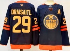 Fanatics Edmonton Oilers #29 Leon Draisaitl Navy Blue with Orange Jersey