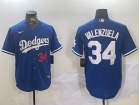 Los Angeles Dodgers #34 Fernando Valenzuela Blue Players Limited Jersey