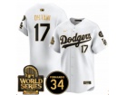 Los Angeles Dodgers #17 Shohei Ohtani White Golden with 2024 WS Patch & 34 Patch Players Limited Jersey