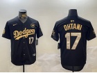 Los Angeles Dodgers #17 Shohei Ohtani Black Golden with 2024 WS Patch & 34 Patch Players Limited Jersey