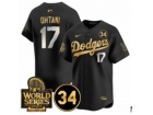 Los Angeles Dodgers #17 Shohei Ohtani Black Golden with 2024 WS Patch & 34 Patch Players Limited Jersey