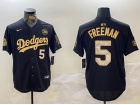 Los Angeles Dodgers #5 Freddie Freeman Black Golden with 2024 WS Patch & 34 Patch Players Limited Jersey