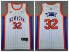 New York Knicks #32 Karl-Anthony Towns White Pinstripes 2024-25 City Jersey