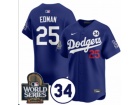 Los Angeles Dodgers #25 Tommy Edman Blue with 2024 WS Patch & 34 White Patch Players Limited Jersey