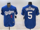 Los Angeles Dodgers #5 Freddie Freeman Blue with 2024 WS Patch and 34 Black Patch Players Limited Jersey