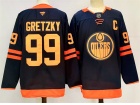 Fanatics Edmonton Oilers #99 Wayne Gretzky Navy Blue with Orange Jersey