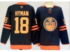 Fanatics Edmonton Oilers #18 Zach Hyman Navy Blue with Orange Jersey