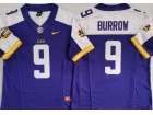 LSU Tigers #9 Joe Burrow Purple with White Shoulders F.U.S.E Limited Jersey