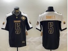 Washington Commanders #5 Jayden Daniels Black Golden with White Shoulders 90th Patch F.U.S.E Limited Jersey