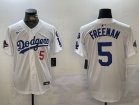 Los Angeles Dodgers #5 Freddie Freeman White with 2024 Champions Patch and 34 Black Patch Players Limited Jersey