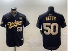 Los Angeles Dodgers #50 Mookie Betts Black Golden with 2024 WS Patch and 34 Patch Players Limited Jersey