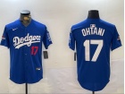 Los Angeles Dodgers #17 Shohei Ohtani Blue with 2024 Champions Patch and 34 Black Patch Players Limited Jersey