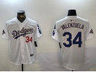 Los Angeles Dodgers #34 Fernando Valenzuela White Gold Program with 2024 Champions Patch and 34 Black Patch Players Limi