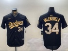 Los Angeles Dodgers #34 Fernando Valenzuela Black Golden Players Limited Jersey