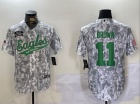 Philadelphia Eagles #11 Aj Brown Arctic Camo 2024 Salute to Service Baseball Jersey