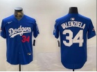 Los Angeles Dodgers #34 Fernando Valenzuela Blue with 2024 Champions Patch and 34 Black Patch Players Limited Jersey