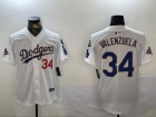 Los Angeles Dodgers #34 Fernando Valenzuela White Gold Program with 2024 Champions Patch and 34 Black Patch Players Limi