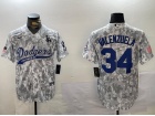 Los Angeles Dodgers #34 Fernando Valenzuela Arctic Camo Salute to Service Jersey