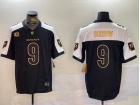 Cincinnati Bengals #9 Joe Burrow Black/Golden with White Shoulders Patches Limited Jersey