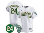 Oakland Athletics #24 Rickey Henderson Nike White with 24 Patch Jersey