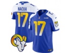 Los Angeles Rams #17 Puka Nacua Blue with White Shoulders F.U.S.E Limited Jersey