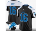 Detroit Lions #16 Jared Goff Black with White Shoulders F.U.S.E Limited Jersey