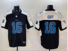 Detroit Lions #16 Jared Goff Black with White Shoulders F.U.S.E Limited Jersey