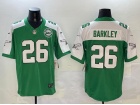 Philadelphia Eagles #26 Saquon Barkley Kelly Green with White Shoulders with 1933 Patch F.U.S.E Limi...