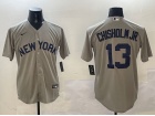 New York Yankees #13 Jazz Chisholm Jr. White Pinstripes Cool Base Jersey