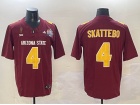 Arizona State Sun Devils #4 Cam Skattebo Red 2024 Pat Tillman Honoring Patch and Peach Bowl Patch Je...